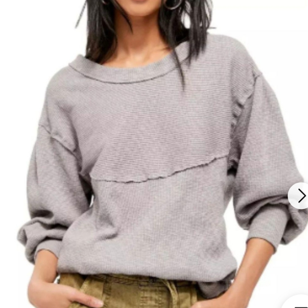 Free People We The Free OG Pullover Waffle Top Oversized